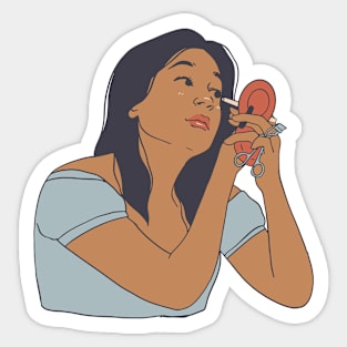 Pretty Gal doing makeup Sticker